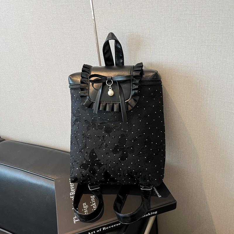 Bow Girl Backpack New Literary Small Fresh College Style Lace Small Backpack