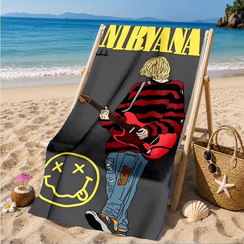 1PC Nirva-na Microfiber Beach Towel, Soft Lightweight And Quick-Dry, Ideal for Summer Travel, Beach Essential, Swimming Pool Gift