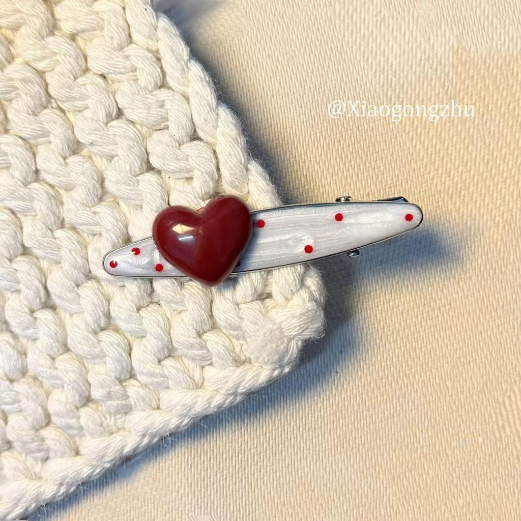Korean Red Polka Dot Duckbill Clip for Women - 2025 New High-End Versatile Hair Accessory