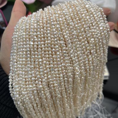 1String Mini White Natural Shell Mother of Pearl Beads, Boho Double-Sided Light Beads, 3-4mm, for DIY Jewelry Making, Perfect Love Wedding Craft, 36cm