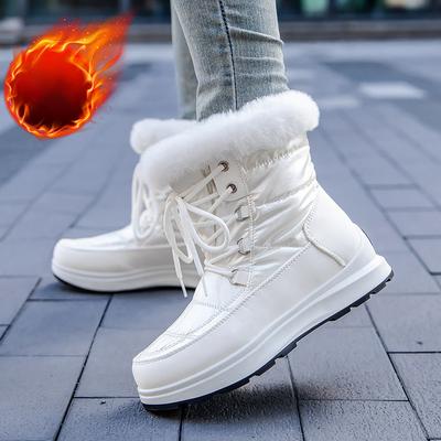 Women's Snow Boots Winter New Non-slip Women Fur Warm Ankle Boots Outdoor Waterproof Keep Warm Female Lace-up Platform Boots