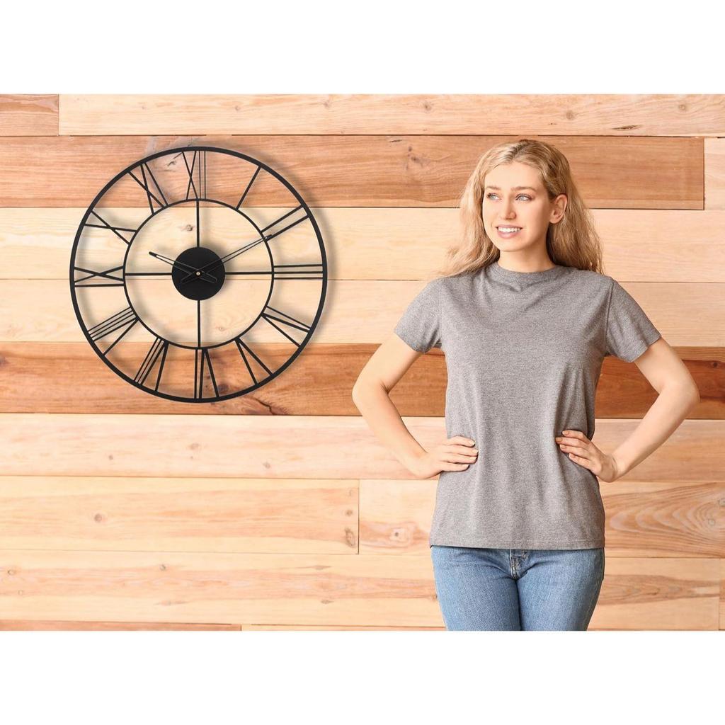 Luxurious Roman Modern Metallic Analog Wall Clock for Home, Office, Living Room, Bedroom and Kitchen | Big Size Stylish Latest Home Decor