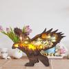 Ornamente din lemn Decoratiuni de lup sculptate din lemn cu lumină LED, cu mai multe straturi, cu scenă de animale din pădure, figurine sculptate