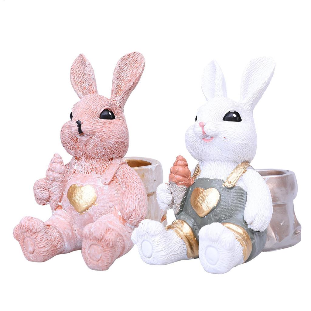 Easter Bunny Statue Adorable Collectible Easter Rabbit Ornaments Spring Home Decor Bunny Figurines for Shelf Table Nursery