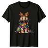 Dog Christmas Lights Reindeer Antlers Holidays Christmas Unisexs Unisexs Graphic Tee