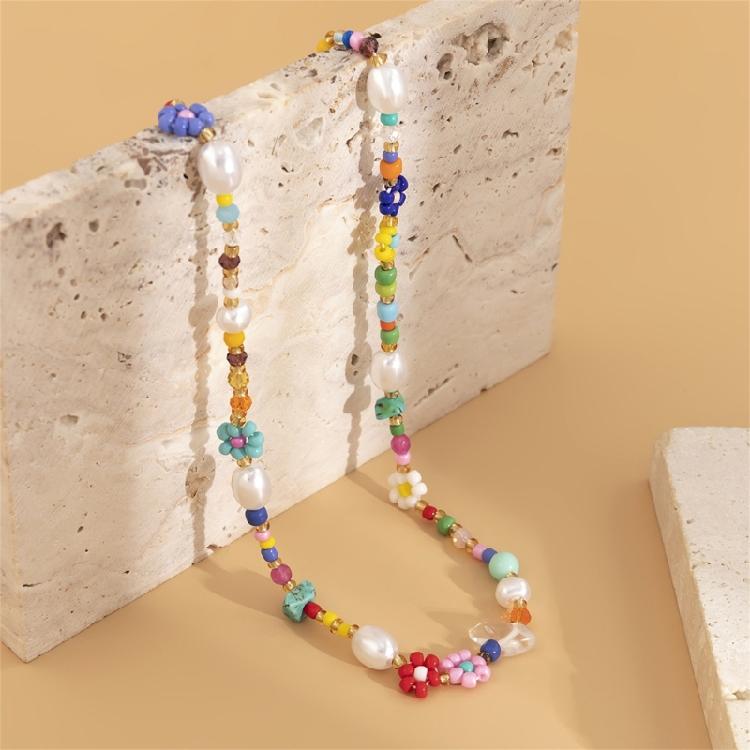 Stylish Bohemian Multicolor Beads and Imitation Pearls Choker Necklace Portable Accessory for Casual Wear