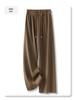 Women's 2025 Dark Brown Floor-Length Wide-Leg Pants - Slimming Loose Fit for Pear-Shaped Body, Ideal for Spring and Autumn