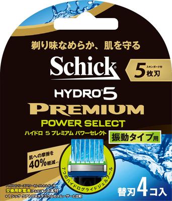 Schick 5 čepieľok Hydro 5 Premium Power Select Náhradné čepieľky 4 kusy Alkalické batérie AAA AAA v balení 1 holiaci strojček Pánsky