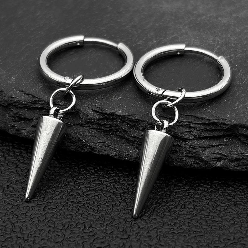 Punk Spike Rivet Hoop Earrings For Women Men Ear Studs Stainless Steel Gothic Hip Hop European and American Earring Jewelry Gift