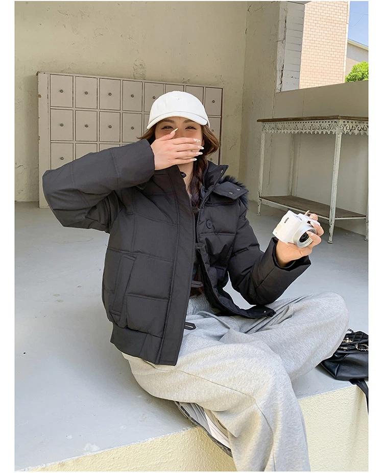 Women’s Short Big Fur Collar Hooded Windproof Thicken Warm Winter Jacket