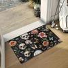 Halloween Themed Carpet Mat with Skull and Butterfly Patterns Suitable for Kitchens Bathrooms Rug Giving Friend Unique Gift Idea