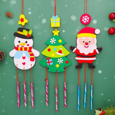 5 szt./zestaw DIY dzwonek wietrzny ręcznie robiony świąteczny dzwonek wietrzny sztuka kreskówkowa wisząca dekoracja naklejki dzieci dzwonek wietrzny prezent świąteczny