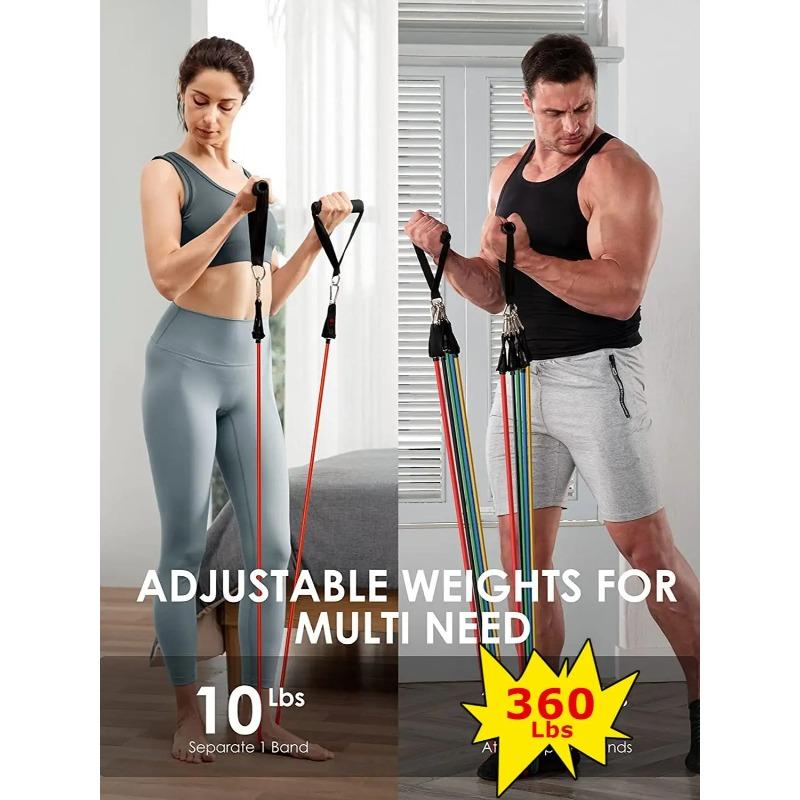 360lbs Fitness Exercises Resistance Bands Kit Elastic Tubes Pull Rope Yoga Band Training Workout Equipment for Home Gym Weight