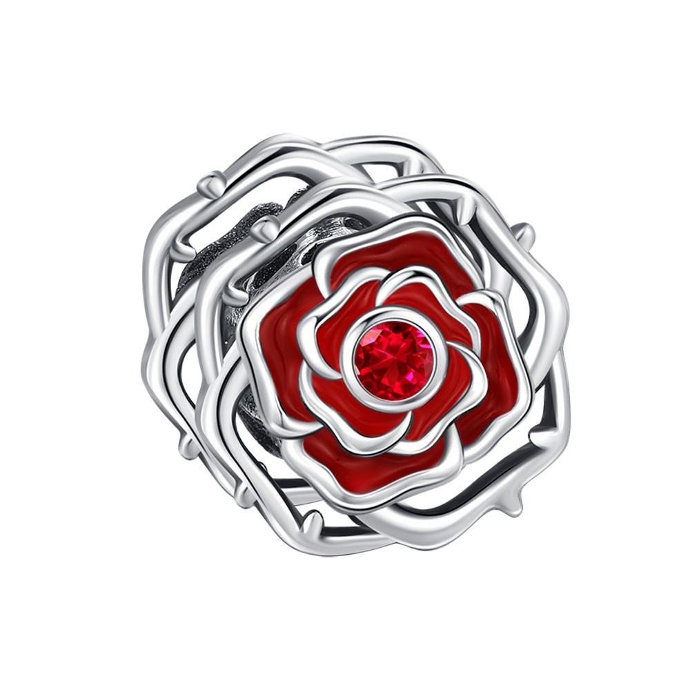 Elegant Rose Charm Fit Bracelet Diy For Women Daily Wear Romantic Fashion Flower Pendant Love Gift Originalcopper Bead