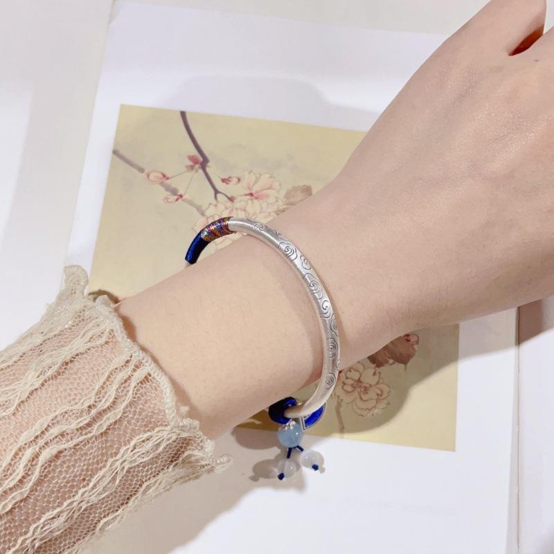 Zuyin 999.9 Nový Pečený Modrý Ruyi Xiangyun Tkaný Doplnkový Náramok China-Chic Náramok pre Priateľku na Valentína