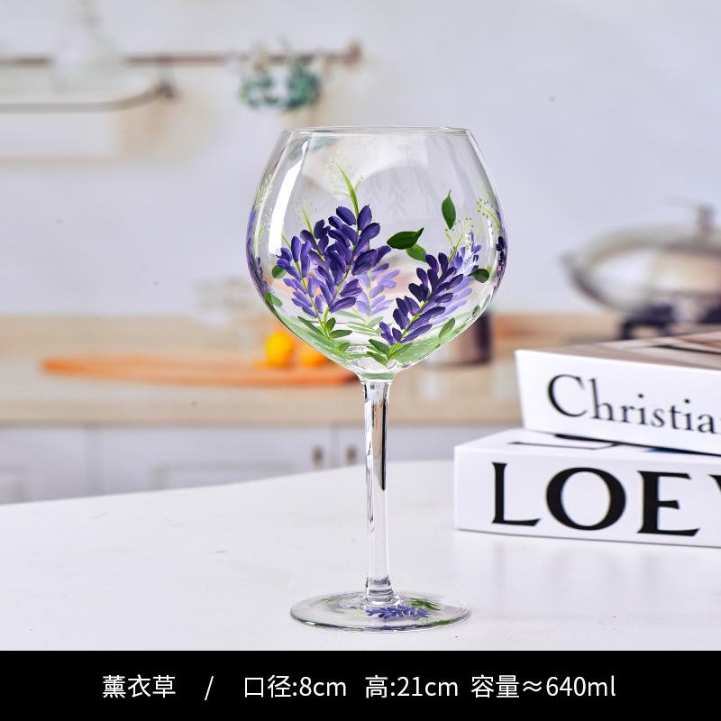 Hand-painted Champagne Wine Glasses Colored Tall Glass Cup Crystal Glass Red Wine Cup Home High-end Cocktail Beer Goblet Glasses