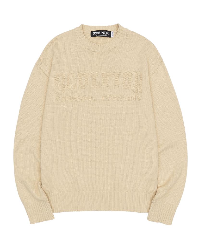 SCULPTOR Varsity Crewneck Sweater Natural