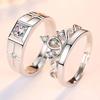 2Pcs Simple Light Luxury Zircon Couple Paired Rings For Women Men Opening Adjustable Rings Wedding Anniversary Jewelry Gift