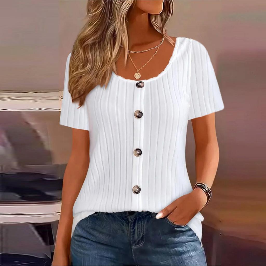 Damen Oberteile Kurzarmhemden Sommeroutfits Frühlingskleidung Lässig