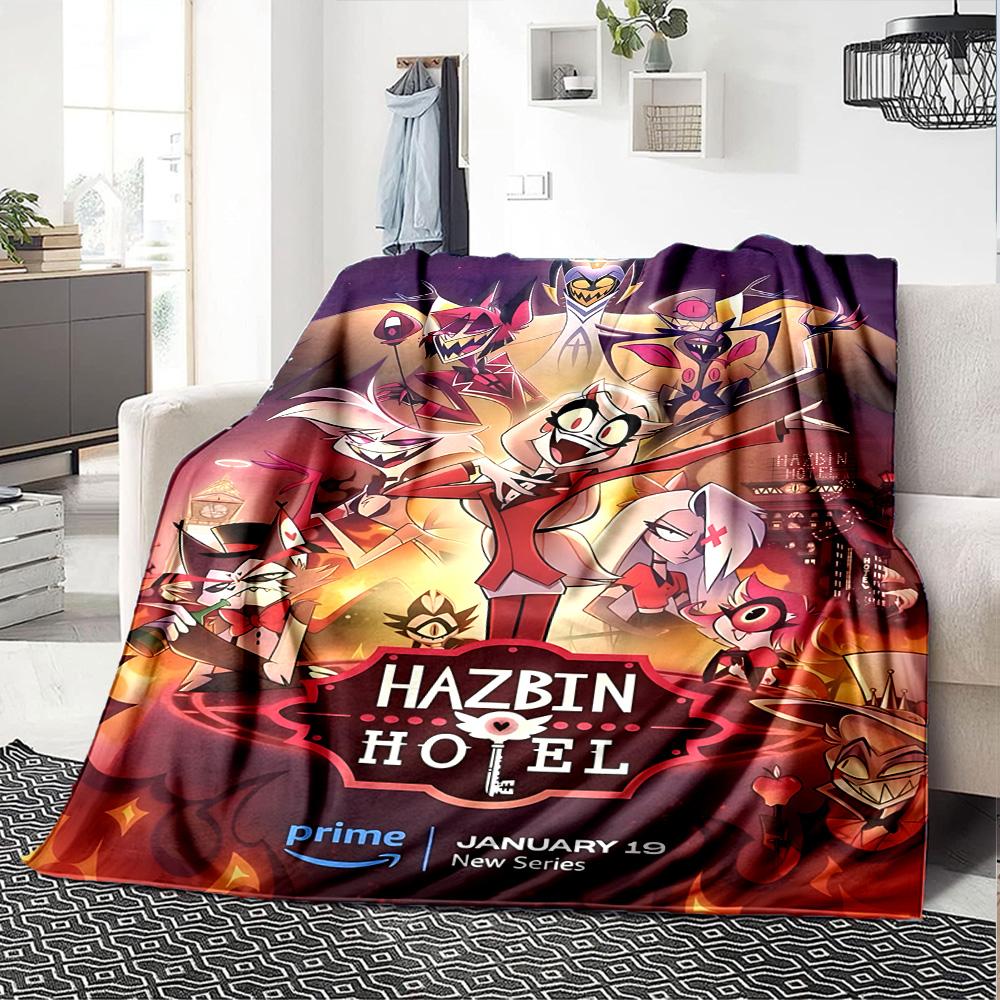 Hazbin Hotel Poster Art Flannel Blanket Super Soft Warm Cozy Blanket for Sofa Bed Office Travel All‑Season Home Decor Gift