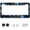 Hawaiian Blue Flowers License Plate Holder Frame Cover Beautiful Floral Car Accessories Stainless Aluminum Steel Auto Parts Car Tag Frame Decorative