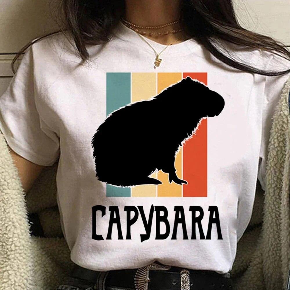 Tričko Capybara Funny Capy narodeniny Grafika Ženy Neformálne Vintage tričká Roztomilá kreslená potlač Streetwear Ženy Tričká s krátkym rukávom