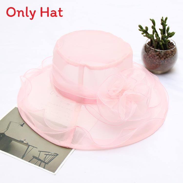 Summer Sun Hat For Women With Large Brim And Flower Decor Made From Eukran Organza
