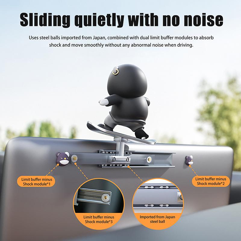 1Pc Cartoon Cute Doll Center Console Moving Bear Auto Interior Decoration Car Automatic Sliding Skateboard Bear Ornaments