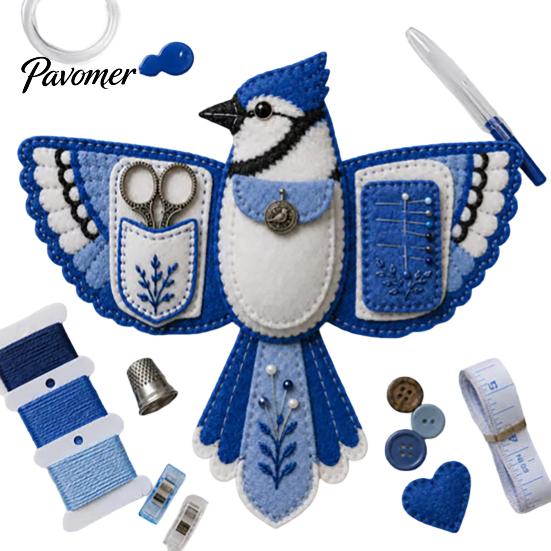 Kit de Costura Organizador de Pássaro de Feltro DIY, Bolsa Artesanal Decorativa Portátil, Bolsa de Armazenamento Prática com Fenda para Tesoura e Almofada para Agulhas, Bordado