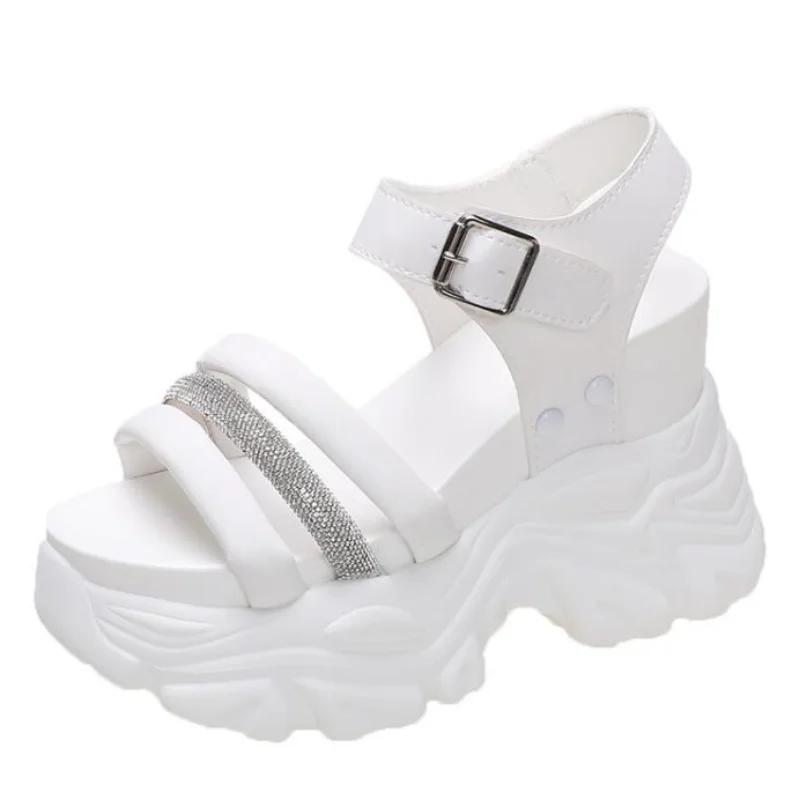 Mote Nye Chunky Platform Sandaler Dame Høye Hæler Sexy Åpne Sandaler Kile Bling Sneakers 10CM Dame Strand Sommersandaler