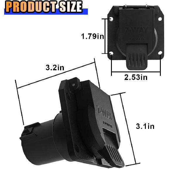 JOYCOURT Replacement 7-Way RV Blade Socket USCAR To 7 Pin Trailer Connector | Trailer Plug for Ford Chevy Dodge Silverado, 7-Way Vehicle-Side