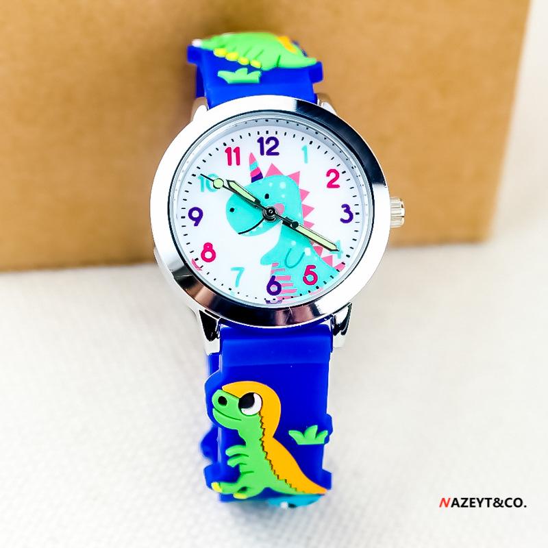 Fashionable 3D Silicone Dinosaur Quartz Watch for Kids - Cute Cartoon Animal Design