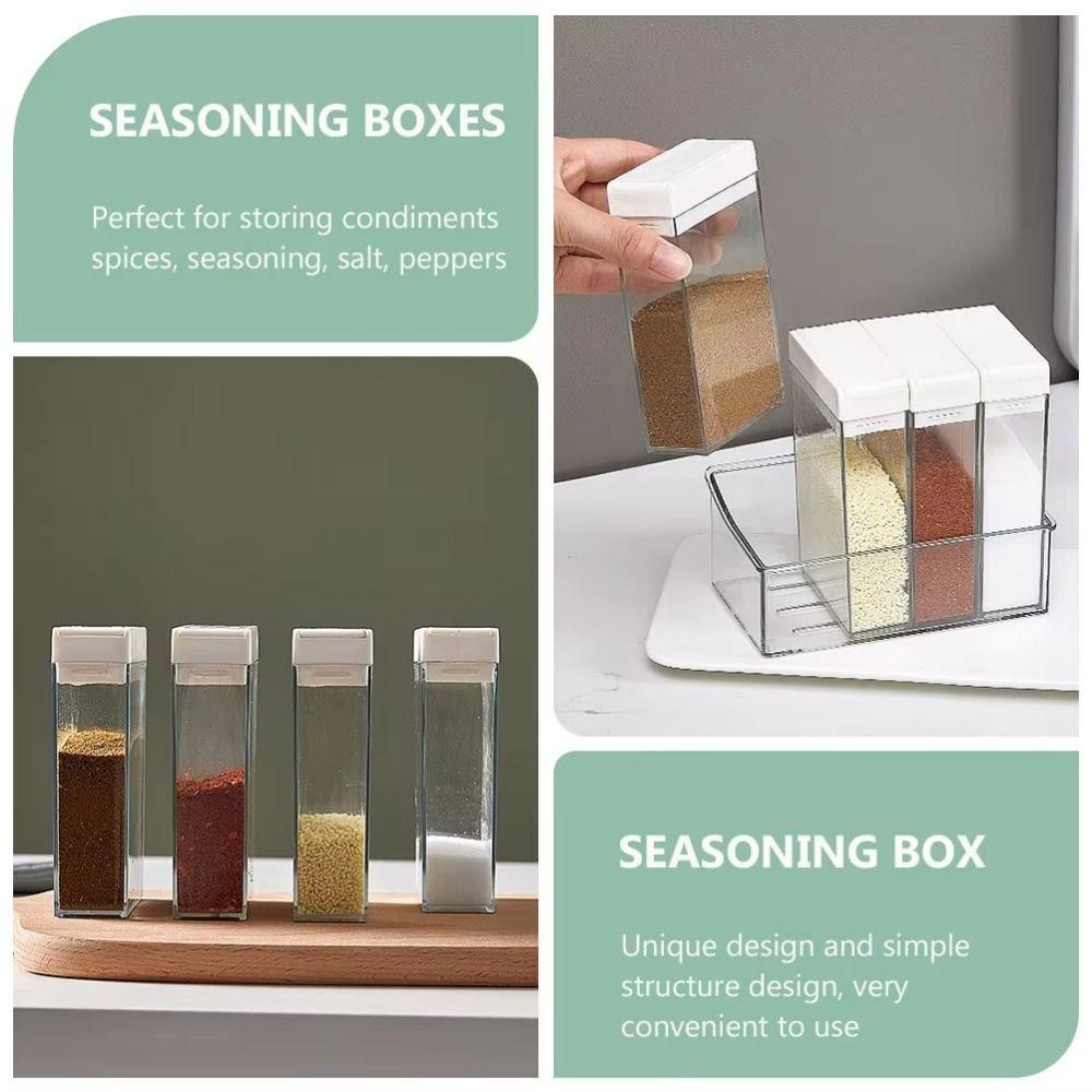 4 in 1 Seasoning Spices Box Double Hole Spices Container Set Seasoning Storage Box  Household