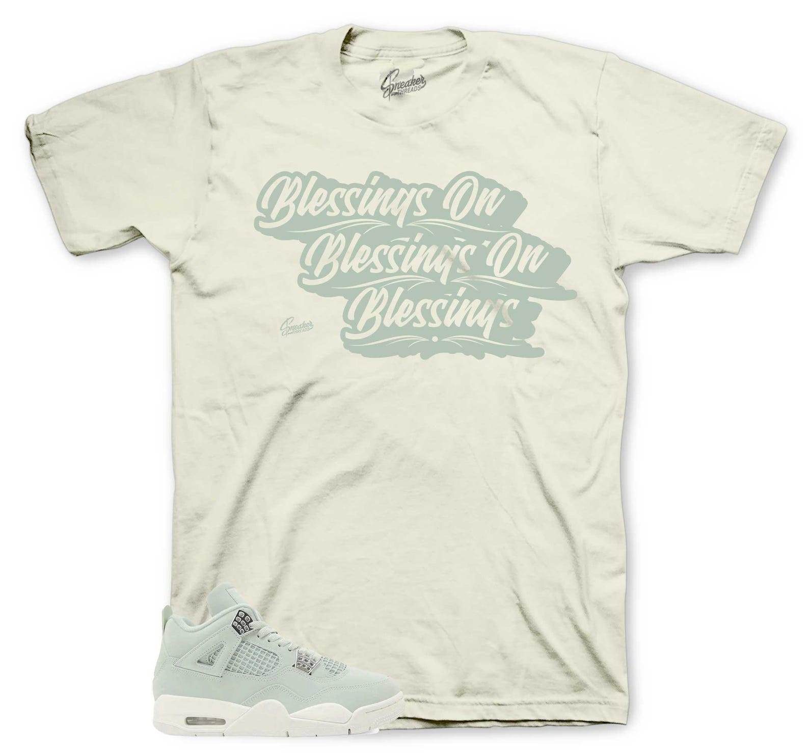 Shirts To Match Retro 4 Abundance AJ4 Seafoam - Blessings Sneaker Tee M