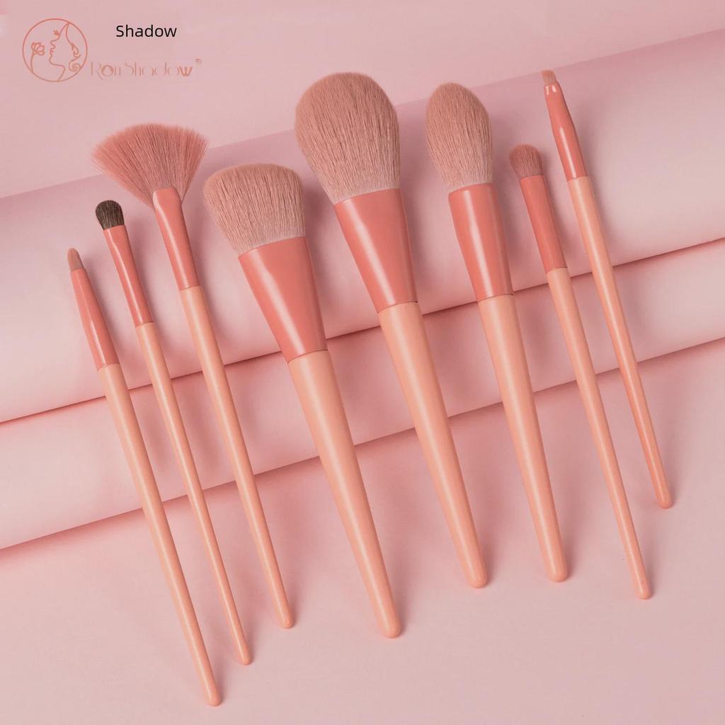 Nongying 8-Piece Animal Hair Makeup Brush Set with Storage Bucket for Beginners