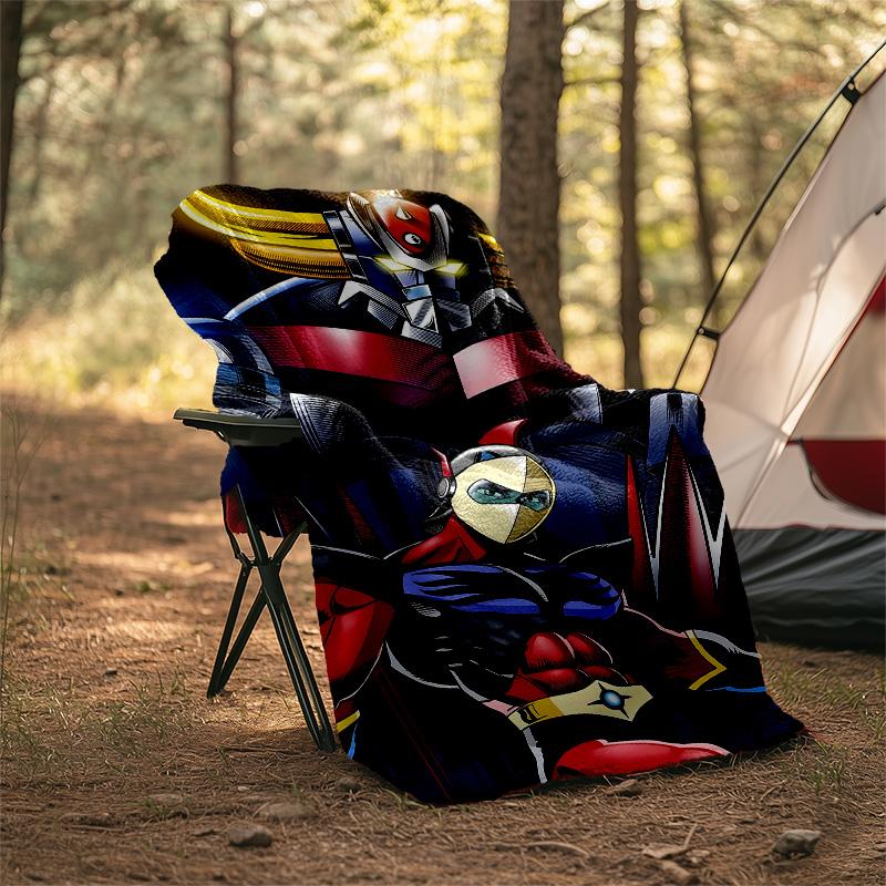 1pc UFO Robot Grendizer7 Theme Blanket - Digital Print, Polyester, Cozy for All Seasons, Perfect for Outdoor, Camping, and Travel