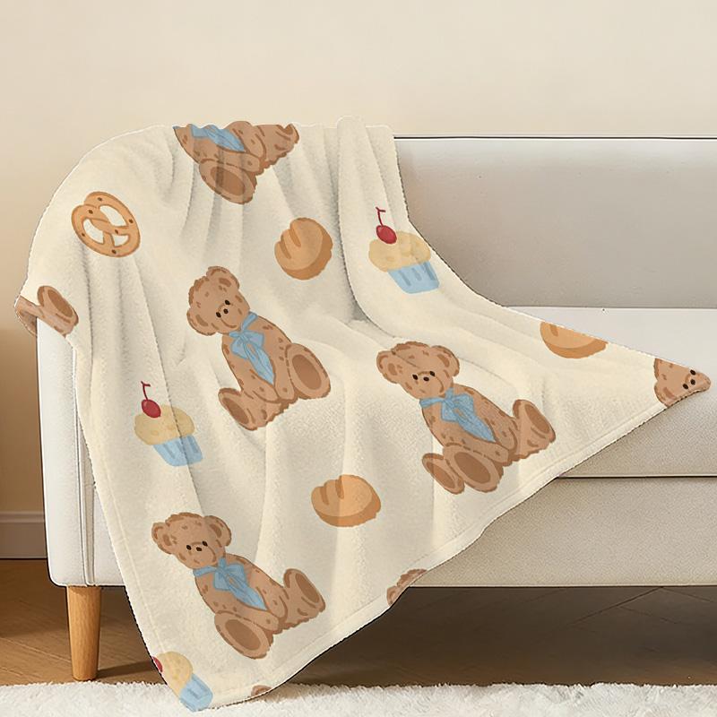 Soft Fuzzy Bear Flannel Blanket Breathable All-Season Plush Throw for Home Couch Nap, Office Use, Halloween & Christmas Holiday Decor