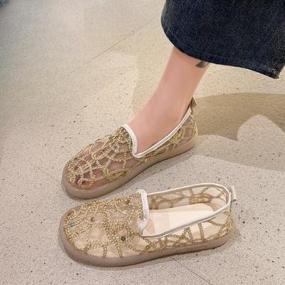 Hollow Lace Flat Shoes Women Summer Slip On Loafers Breathable Shoes Ladies Shoes Casual Fashion Black Sneakers Women Shoes