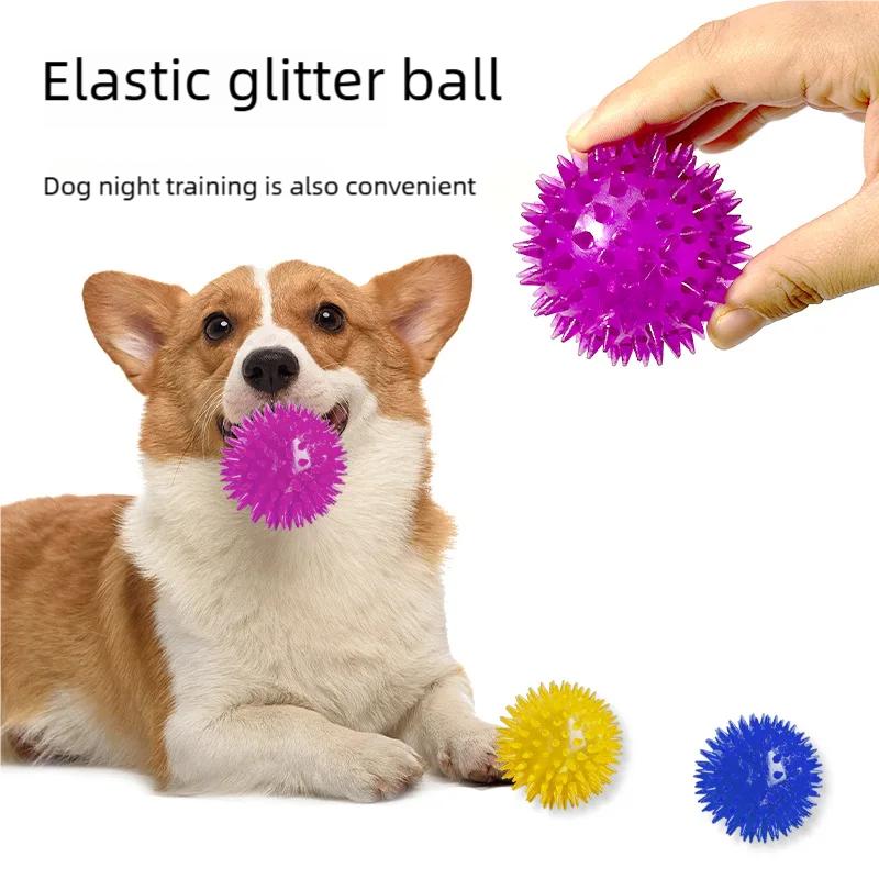 Dog Toys Squeaky Ball Interactive TPR Chewing Toy for Dogs Dental Cleaning Thorn Balls Supplies for Small Medium Large Dogs