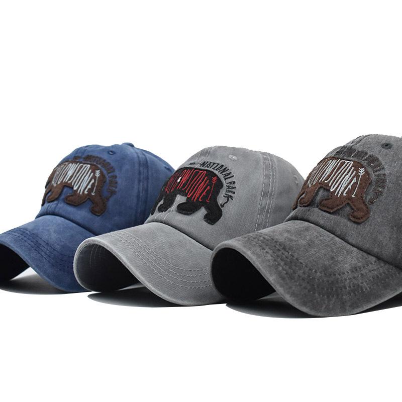 NORTHWOOD Bear Embroidered Baseball Cap Outdoor Peaked Cap Cotton Washed Men's Outdoor Baseball Hats for Men Women