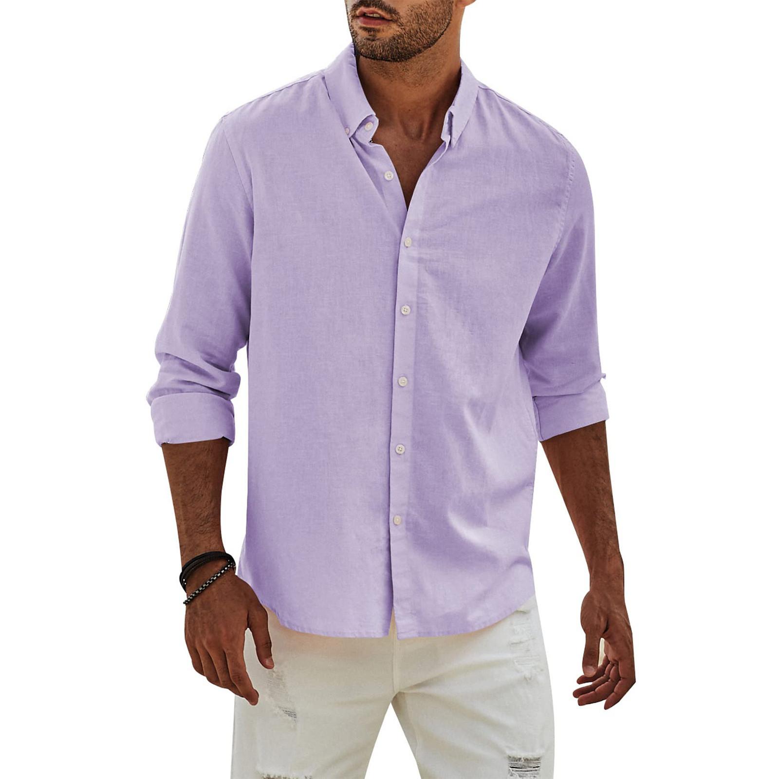 

Чоловіча модна одноколірна повсякденна футболка з довгим рукавом і ґудзиками. Верх стандартної сорочки XL