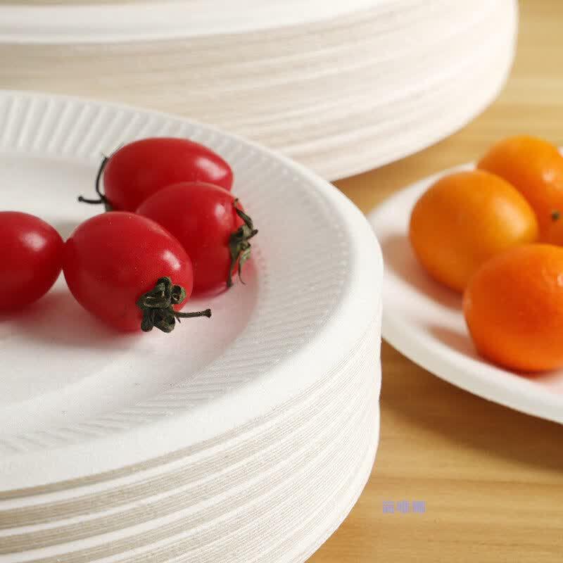 Disposable White Round Thickened Paper Plates