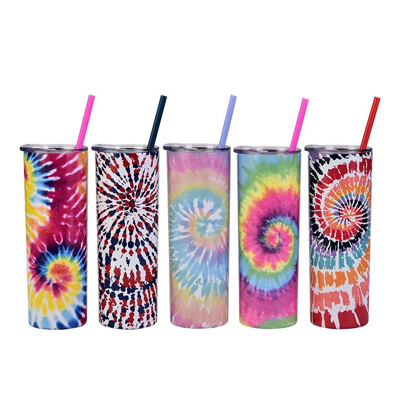 Stainless Steel Straight Cup Creative Skinny Cup Color Double Layer Tie-Dye Hot Sublimation Water Cup