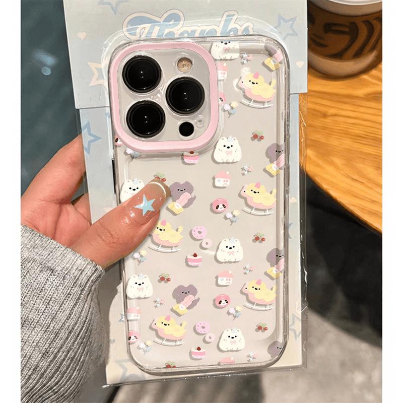 Space case cute animal suitable for Apple 14/13 mobile phone case 16promax transparent soft case 15 16 fine hole