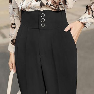 Büro Dame Mode Alle-spiel Feste Bleistift Hosen Frühling Sommer Dünne Lose Taste Hohe Taille Gerade Frauen Casual Harem hosen