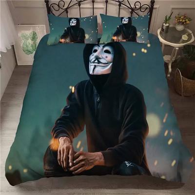 3D Anonymus mit Maske Bequeme Bettdecke Bettbezug Kissenbezug Bettwäscheset Kinder Schlafzimmer Dekoration Heimtextil
