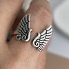 925 Sterling Silver Rings for Women Couple Minimalist Handmade Simple Retro Wing Ring Fine Jewelry Gift Prevent Allergy