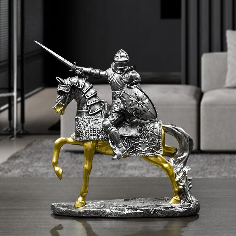 Nordic Retro Guard Knight Figurine: Resin Handicraft for Home or Office Decor
