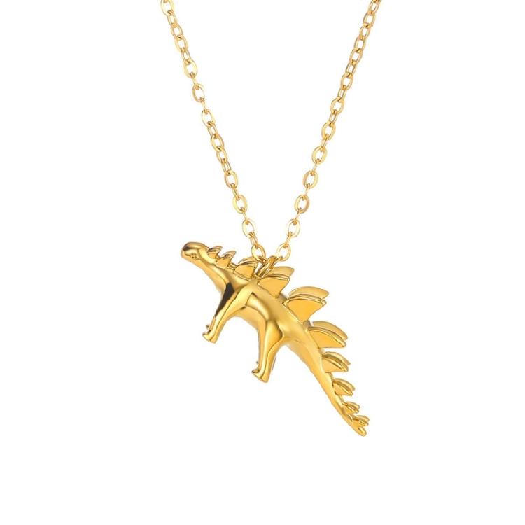 Modern Dinosaur Pendant Necklace Children Gold Color Chain Necklace Cute Wildlife Jewelry for Dinosaur Enthusiasts