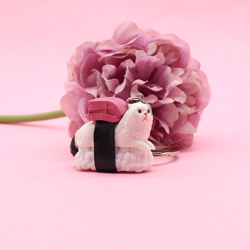 Cartoon Sushi Cat Keychain - Cute Kitten Pendant for Bags and Cars
